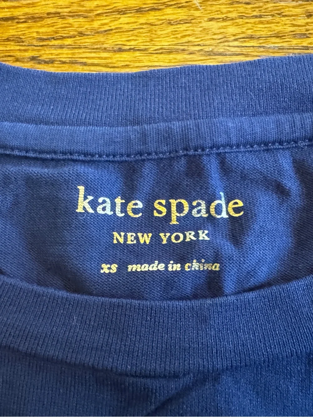 Kate Spade Navy Blue Eyelet Crew Neck Puff Short Sleeve Top XS